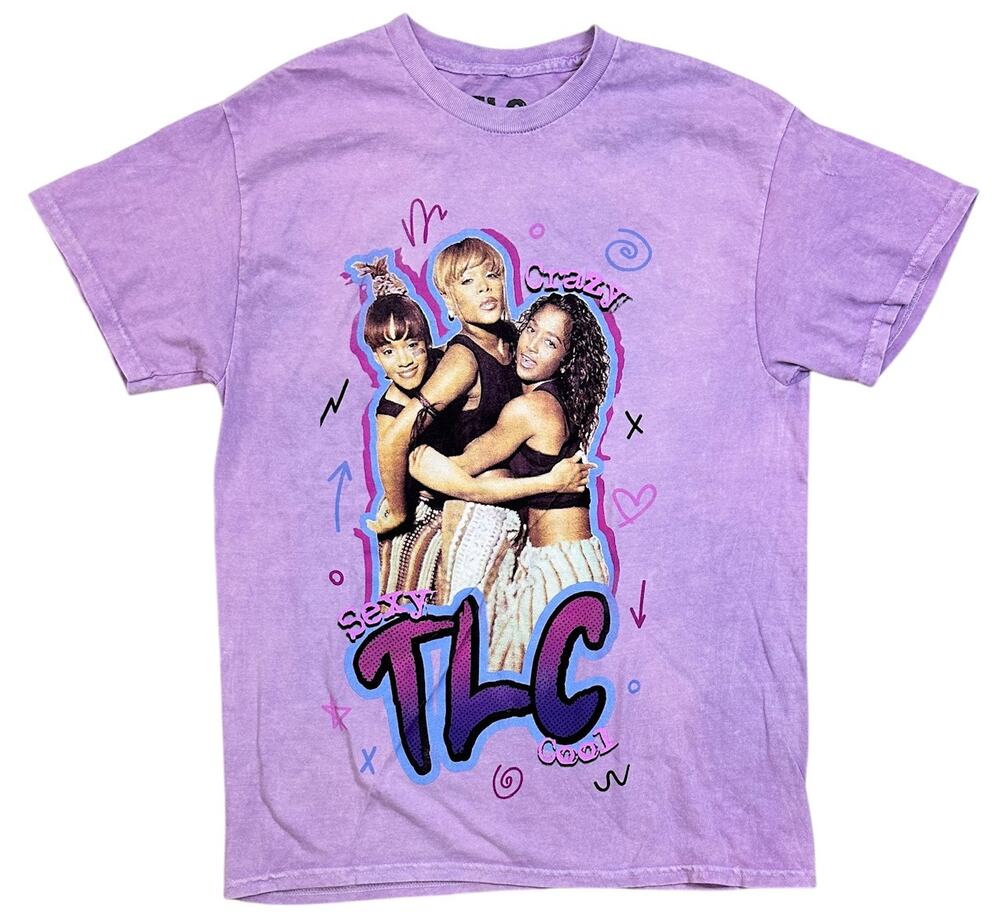 TLC R&B Music Band Unisex T-Shirt Purple Mineral Acid Vintage Wash Tee